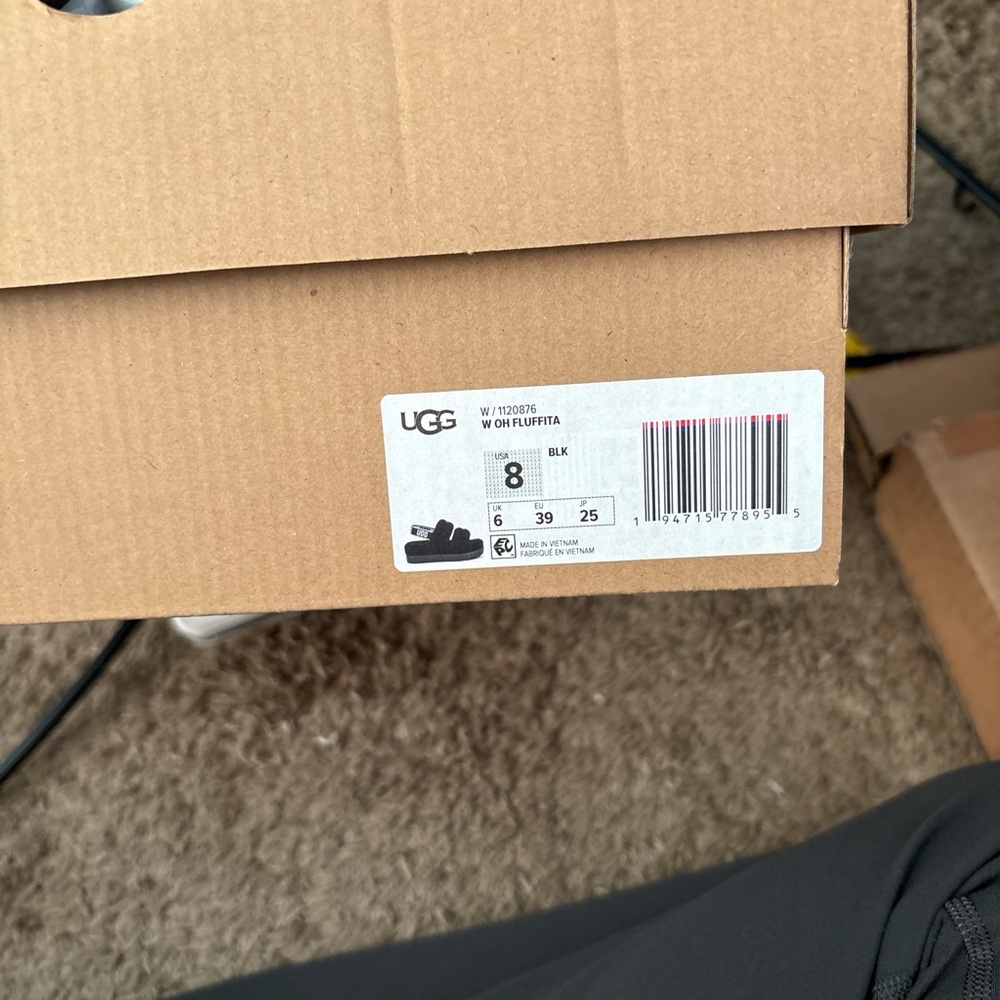 UGG Fluffita Black Sandals